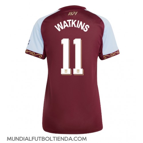 Camiseta Aston Villa Ollie Watkins #11 Primera Equipación Replica 2025-26 para mujer mangas cortas Camiseta Aston Villa Ollie Watkins #11 Primera Equipación Replica 2025-26 para mujer mangas cortas